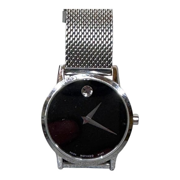 Movado Museum Quartz Black Dial Stainless Steel Ladies Mesh Watch Women Crystal main image 4